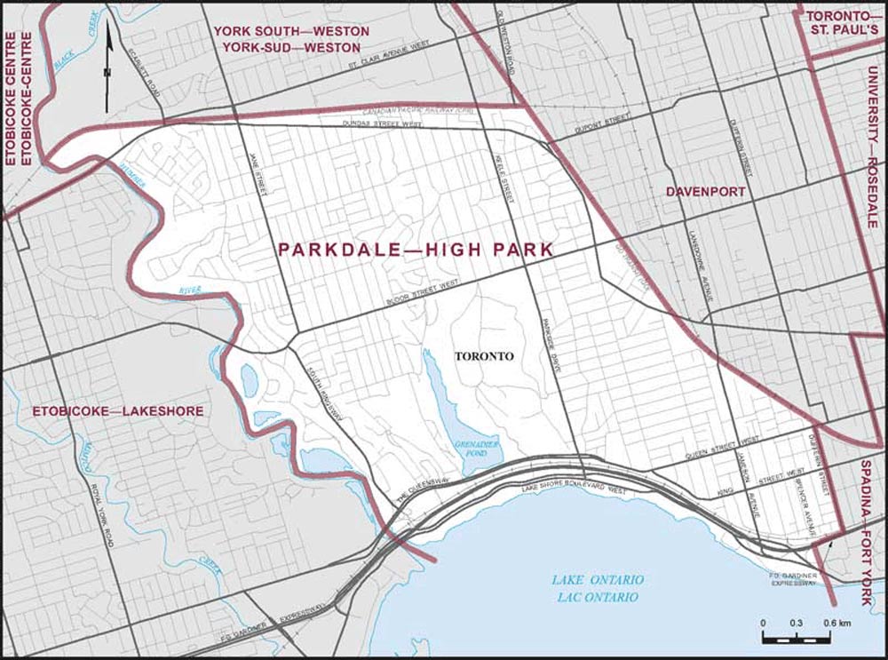 map Parkdale High Park electoral district